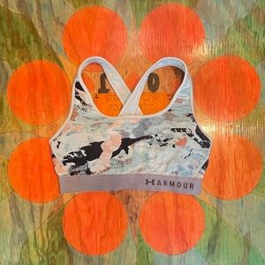 Under Armour Sports Bra Padded Lite Blue Multicolored Camo Large